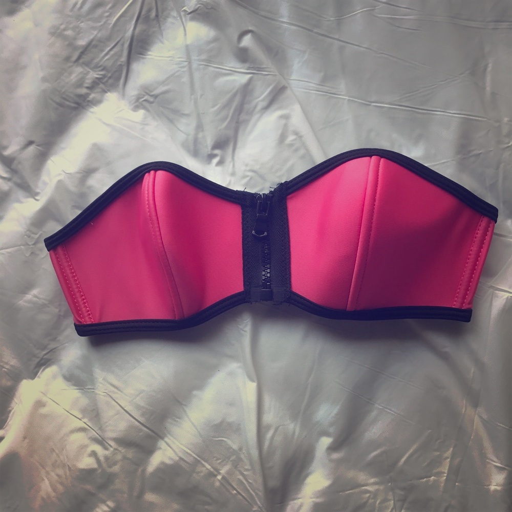 Pink zip bikini top
